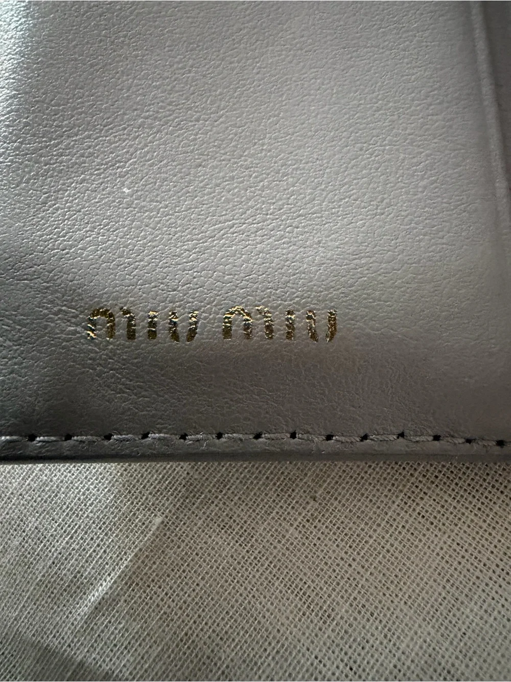 Miu Miu Gray Leather Wallet with Pink Heart Print